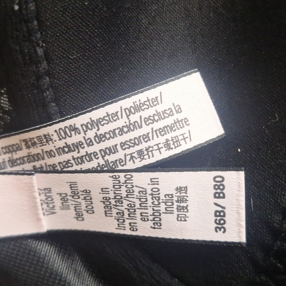 Victoria Secret  Black Lace Wide Back Padded Bra Size 36B - Picture 7 of 7